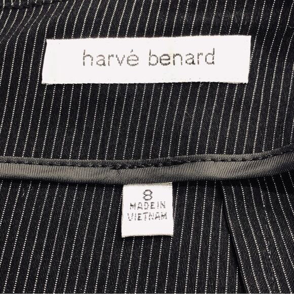 Harve Benard Office Siren Y2k Black White Pin Stripe 2 Piece Suit Blazer Skirt - Picture 9 of 16